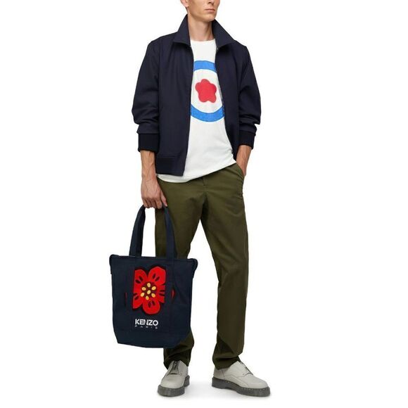 Kenzo Boke Flower Floral Logo Shopper Shoulder Tote Bag Denim Blue - Picture 1 of 15
